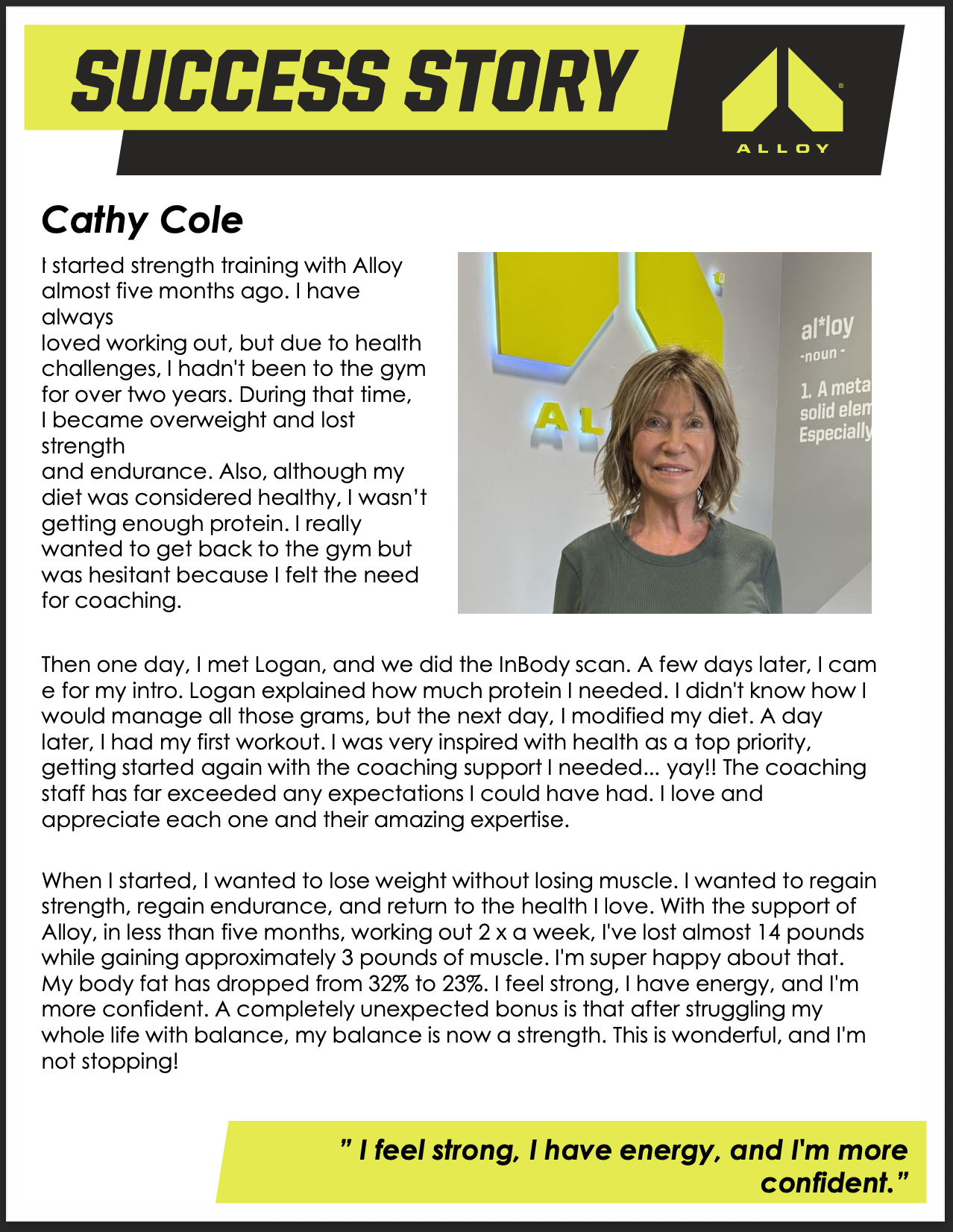 Cathy Cole Success Story
